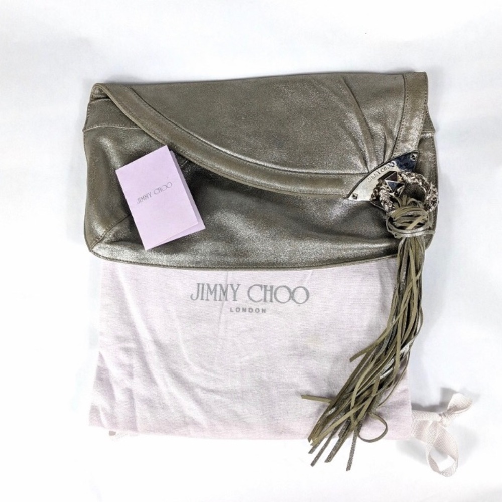 Jimmy Choo Silver Metallic Clutch